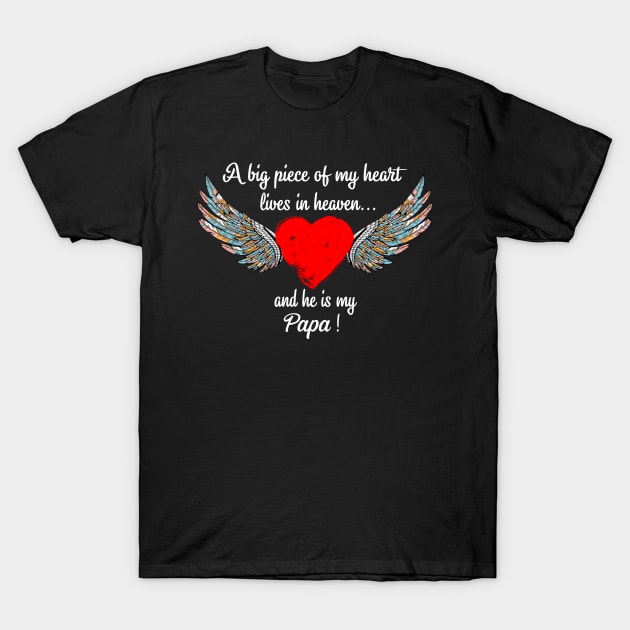 Big Piece Of My Heart Lives In Heaven And He Is My Papa T-Shirt by Minkdick MT